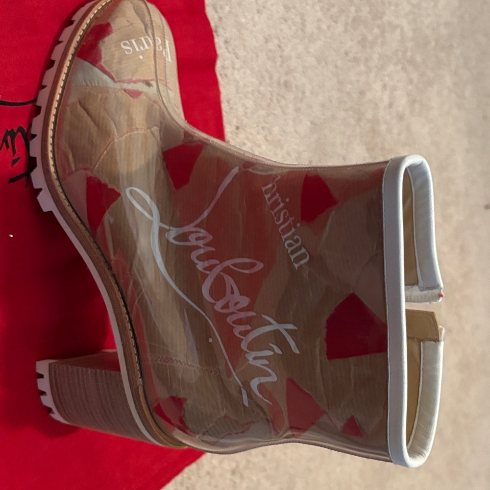 Christian Louboutin Red and Tan Heeled Boots